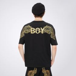 badboy机械翅膀纹理情侣t恤22夏季老鹰boy纯棉男士运动t恤短袖男