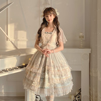 Your princess贵公主 Lolita洛丽塔 向日葵物语 吊带jsk连衣裙+网纱罩衫 两件套