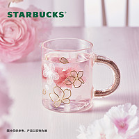星巴克杯子355ml樱花金色勾线款玻璃杯时尚高颜值喝水杯女桌面杯