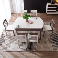 QuanU 全友 120763系列 钢化玻璃台面餐桌椅套装