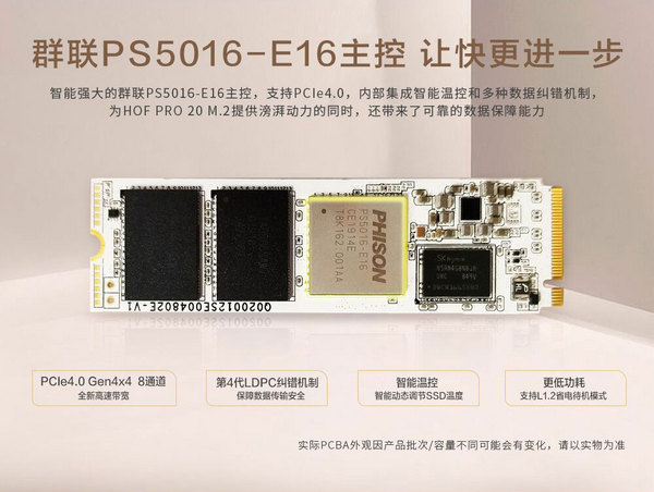 火力全开 畅享疾速｜GALAX 影驰 名人堂 HOF Pro 20 M.2 NVMe 固态硬盘 1TB
