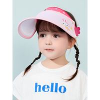 kocotree kk树 儿童空顶帽防晒遮阳帽可调节宝宝帽子大帽檐男女童春夏防紫外线旅游太阳帽 跳跳粉小兔
