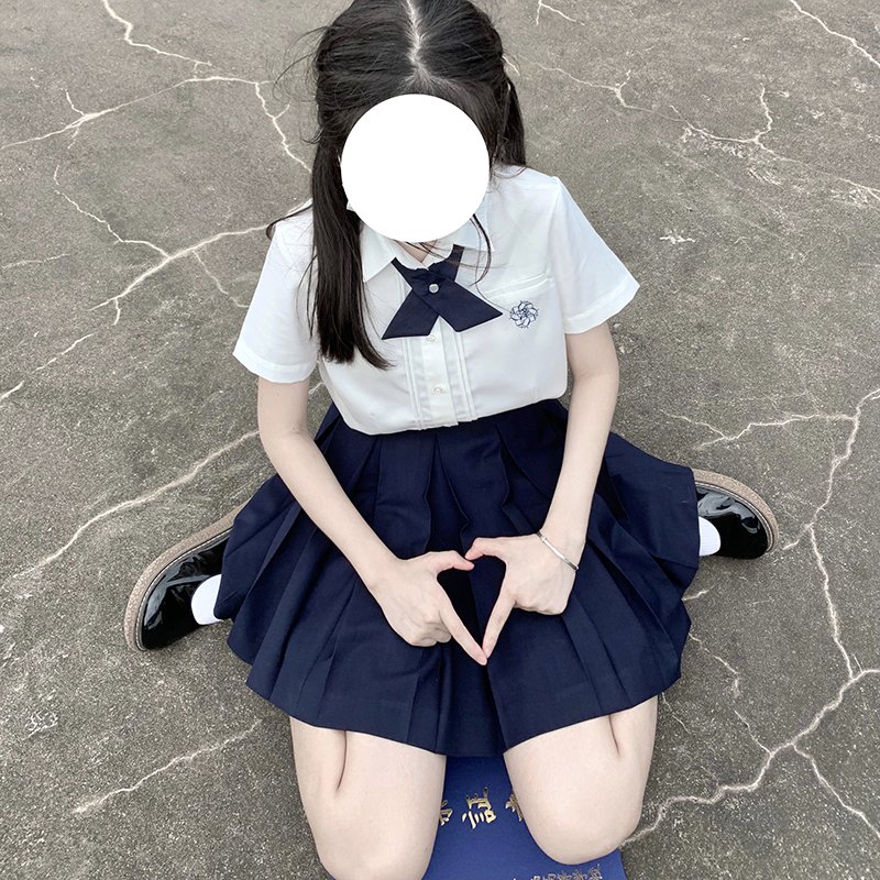 东京岁时记JK JK制服 仲夏之梦 短袖刺绣纯色衬衫