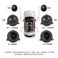 JBL 杰宝 美国哈曼JBL汽车音响改装 升级 6.5英寸车载2分频高音+中低音+同轴喇叭四门套装