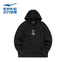 ERKE 鸿星尔克 电池熊猫丨鸿星尔克2022春秋男女运动卫衣潮流满印休闲连帽上衣男