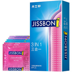 jissbon 杰士邦 安全套 尊享三合一6只 超薄 环纹 浮点 成人用品 男用