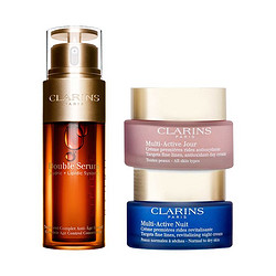 CLARINS 娇韵诗 青春赋活日晚霜套装多元活肤护肤套装 日霜 50毫升+晚霜 50毫升+双萃赋活修护精华30ml