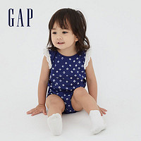 Gap 盖璞 布莱纳婴儿纯棉小飞袖哈衣682777夏季新款童装包屁衣