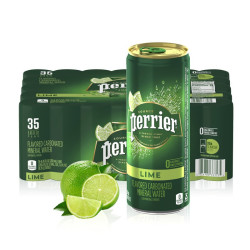 perrier 巴黎水 青柠味气泡水 250ml*35罐整箱装