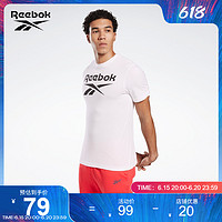 Reebok 锐步 官方男子GS1616纯色经典LOGO室内健身运动短袖训练T恤