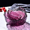 法兰晶 北欧沙拉碗玻璃碗玻璃盘子水果盘创意沙拉盘糖果盘玻璃盘 透明沙拉碗3件套 紫色沙拉碗3件套