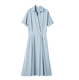 La Chapelle 拉夏贝尔 女士中长款衬衫式连衣裙 LXQZ0448 水蓝色 M