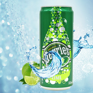 perrier 巴黎水 充气天然矿泉水 青柠味 330ml*24听