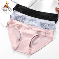 稻草人3条装甜美卡通女士三角裤低腰印花性感纯棉内裤女底裤透气