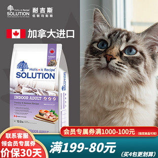 SOLUTION 耐吉斯 加拿大进口室内美毛猫猫粮6kg 火鸡肉三文鱼配方口味低敏天然粮室内美毛猫进口猫粮