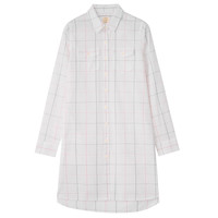 GIORDANO 佐丹奴 女士中长款衬衫式连衣裙 05461001 白/蓝/红格子 M