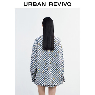 URBAN REVIVO 女装丹宁衬衫WV09SBWX2000 绿色格子 M