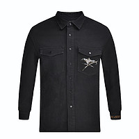 JEDOSS 爵迪斯 专柜同款男士烫钻黑色牛仔长袖衬衫外套