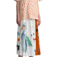 TSUMORI CHISATO 满幅印花褶饰半身裙