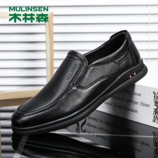 木林森 品牌男鞋秋季皮鞋男真皮软底软皮男士商务休闲一脚蹬中年头层