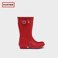 Hunter Boots Hunter女童雨鞋外穿防水防滑中跟厚底亮面大童惠灵顿雨靴中筒短靴