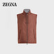  杰尼亚 Zegna）  男士棕色棉质混纺双面背心 UVT33-Y110B-174-48 M码　