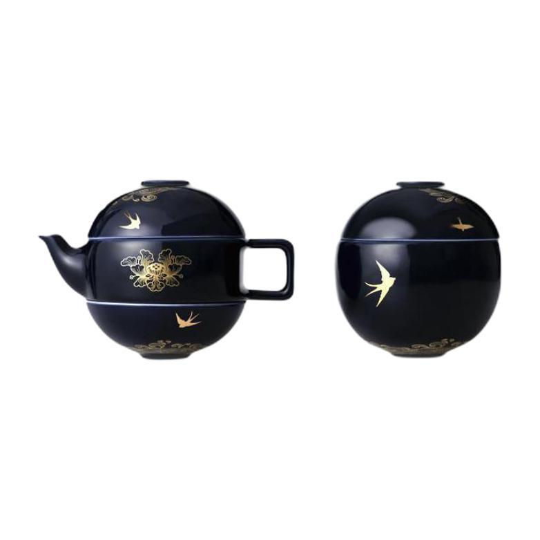 【新品】中国国家博物館　寄付返礼品　海晏河清　中国茶器セット 中国国家博物馆JJ020020 海晏河清灯笼茶具套装5件套霁蓝色【报价价格