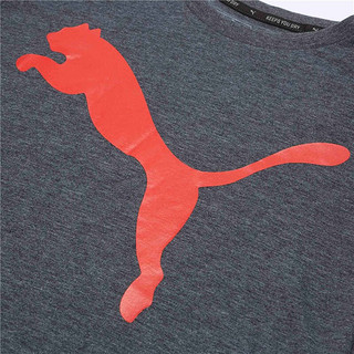 PUMA 彪马 ESS BIG CATH EATHER TEE 男子运动T恤 593040-10 黑麻灰/红色 XL