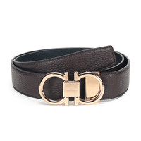 Salvatore Ferragamo 男士牛皮板扣式双面腰带 679938