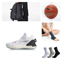 LI-NING 李宁 驭帅13 男子篮球鞋 ABAP095+ 篮球+护膝+袜子+背包