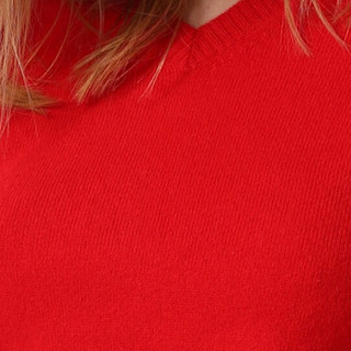 SNOW LOTUS 雪莲 女士V领羊绒衫 763088 红色 S