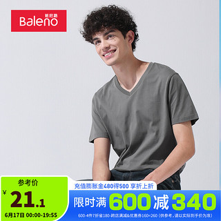 Baleno 班尼路 男士V领短袖T恤 88802702 深蓝灰 M