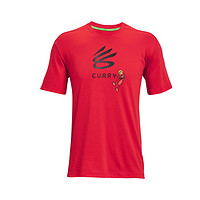 UNDER ARMOUR 安德玛 CURRY库里系列 芝麻街联名款 男子运动T恤 1366622-600 红色 XL