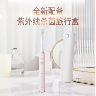 飞利浦（PHILIPS）成人声波电动牙刷   便携式冲牙器成人洗牙器 水牙线 配杀菌旅行盒  HX2461鸢尾蓝 口腔清洁组合装（蔷薇粉+不困蓝）