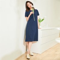 GIORDANO 佐丹奴 女士中长款连衣裙 4346421667 蓝色 S