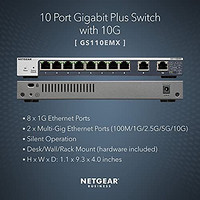 NETGEAR 美国网件 网件 10端口千兆/ 10G以太网智能网管增强型交换机（GS110EMX）-具有2个10G / Multi-gig