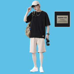 warrior回力夏季新品时尚短袖t恤短裤套装男休闲运动舒适百搭男式套装