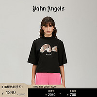 Palm Angels PalmAngels22春夏新品女士黑色豹纹断头熊印花短款T恤