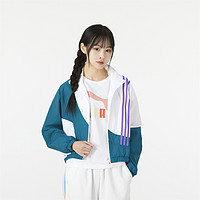 adidas 阿迪达斯 2022年新款长袖外套女时尚拼接休闲运动夹克户外风衣内里网衬