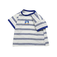 Bebe fenne 婴姿坊 男童短袖t恤夏季22年新款儿童条纹T薄款撞色潮上衣婴幼宝宝衣
