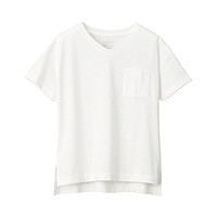 MUJI 無印良品 女士V领短袖T恤 BBA14A0S 白色 XL