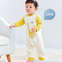 全棉时代 婴幼儿纯棉长袖连体服 2件装 80/48