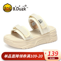 B.Duck 小黄鸭凉鞋女新款厚底增高透气耐磨休闲鞋子潮 米白 35 米白 39