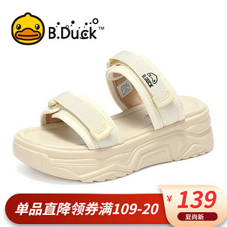 B.Duck 小黄鸭凉鞋女新款厚底增高透气耐磨休闲鞋子潮 米白 35 米白 38
