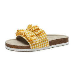 hotwind热风22夏商场同款新款清新格纹百搭休闲女拖鞋软木拖女