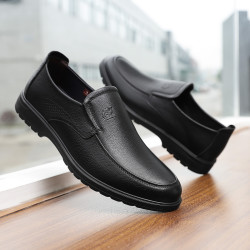 camel骆驼男士头层牛皮商务休闲鞋细腻柔软舒适套脚驾车鞋皮鞋男商务