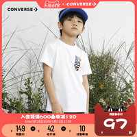 CONVERSE匡威儿童装白色短袖T恤2022夏季新款男女童圆领打底衫潮
