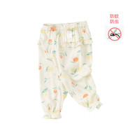 戴维贝拉夏装女童裤子2022新款儿童防蚊裤童装宝宝洋气裤子 90 黄底印花(90以上不开档)