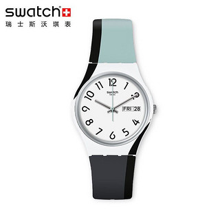 swatch 斯沃琪 瑞士手表 原创系列 灰蓝曲线学生简约撞色石英男女表GW711