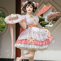 樱姬 Lolita洛丽塔 小厨娘 女士OP连衣裙+围裙 两件套 粉色